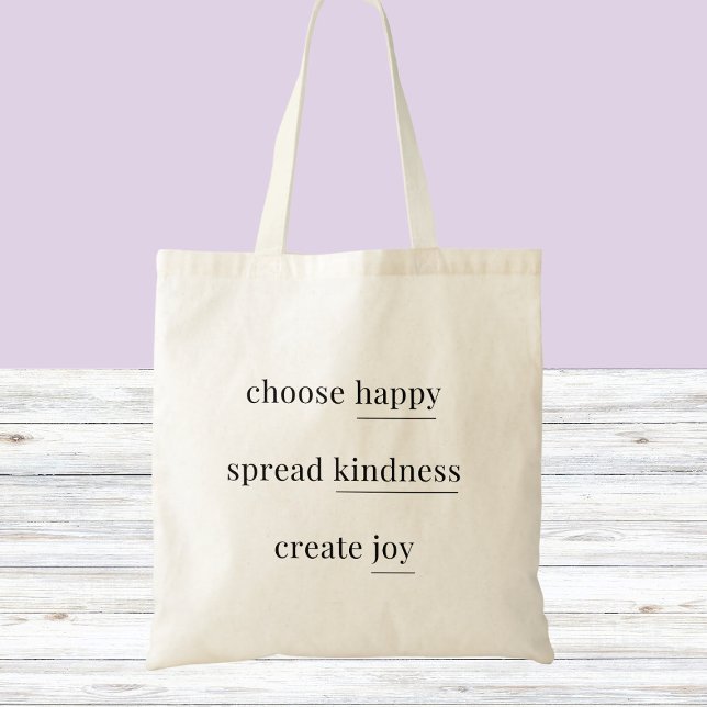 Bolso De Tela Feliz, bondad, alegría - afirmación diaria simple (Subido por el creador)