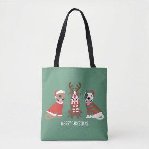 Bolso De Tela Feliz Bulldog navideño