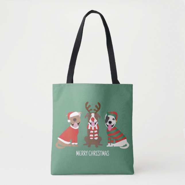 Bolso De Tela Feliz Bulldog navideño (Anverso)