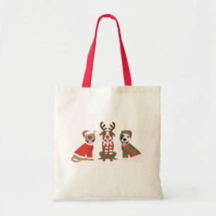 Bolso De Tela Feliz Bulldog navideño