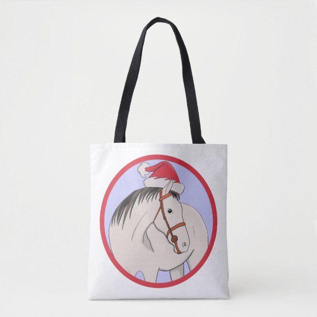 Bolso De Tela Feliz caballo navideño (Anverso)