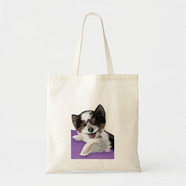 Bolso De Tela Feliz cara de perro Tote Bag (Frente)
