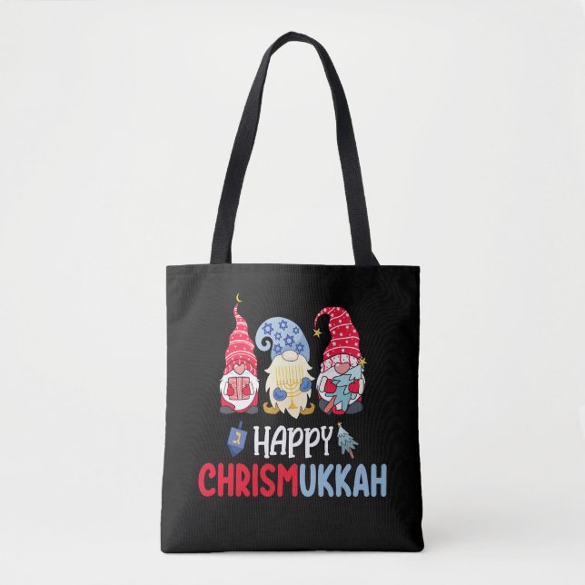 Bolso De Tela Feliz Chrismukkah Gnomes Hanukkah Feliz Navidad (Anverso)