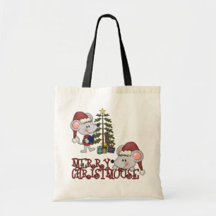 Bolso De Tela Feliz Christmouse con el árbol