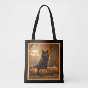 Bolso De Tela Feliz Colección de Gatos Negros de Halloween