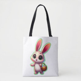 Bolso De Tela Feliz Conejo acuático de Pascua