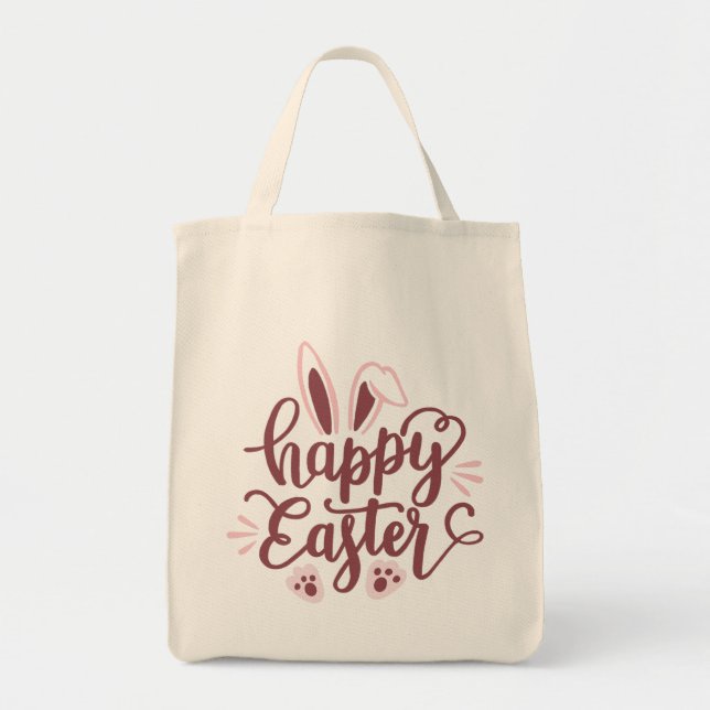 Bolso De Tela Feliz Conejo de Pascua (Frente)