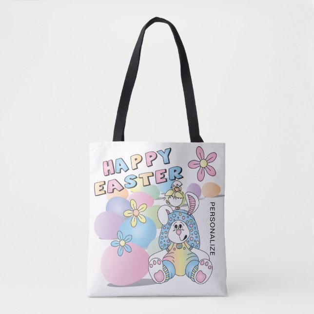 Bolso De Tela Feliz Conejo de Pascua (Anverso)