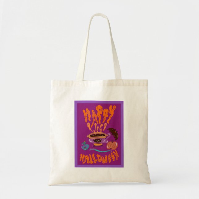 Bolso De Tela Feliz Copa de café de felino de Halloween Tote Bag (Frente)