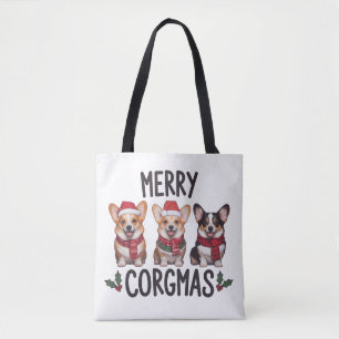 Bolso De Tela Feliz Corgmas Sombrero de Santa Navidad Corgi Perr