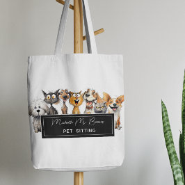 Bolso De Tela Feliz Crazy Cats Dogs Mascota Sitter Business