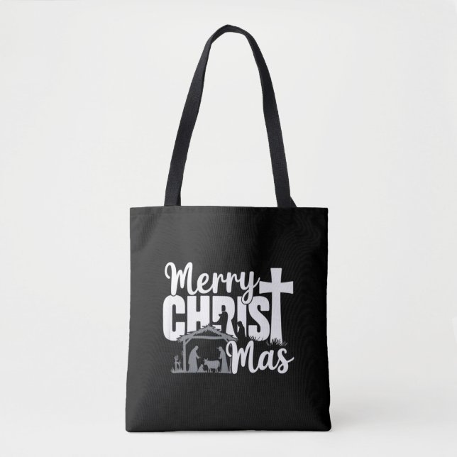 Bolso De Tela Feliz Cristo Mas Navidades cristianos Familia Jesú (Anverso)