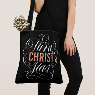 Bolso De Tela Feliz CRISTOmas Caligrafía cristiana de Cristo Roj