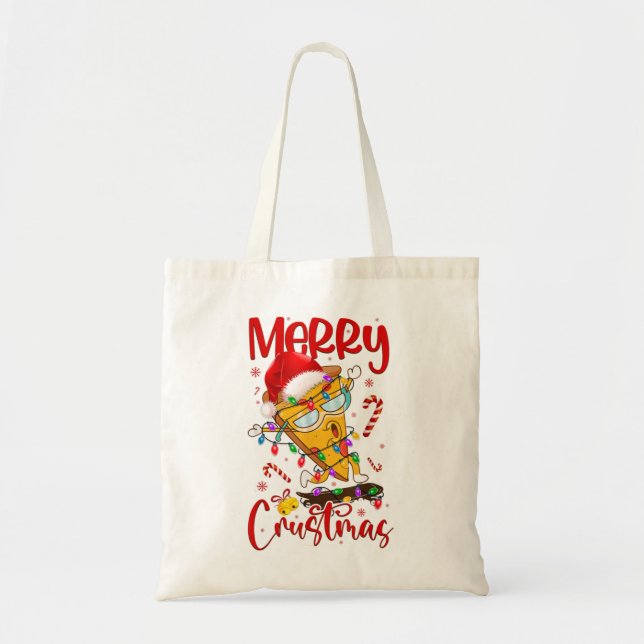 Bolso De Tela Feliz Crustmas Pizza Árbol de Navidad Navidad Navi (Frente)