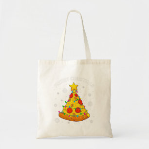 Bolso De Tela Feliz Crustmas Pizza Árbol de Navidad Regalos de N