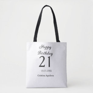 Bolso De Tela Feliz cumpleaños 21 letras negritas nombre simple