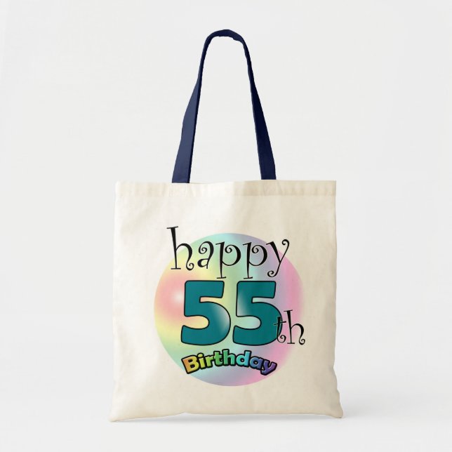Bolso De Tela Feliz cumpleaños 55 (negro) (Frente)