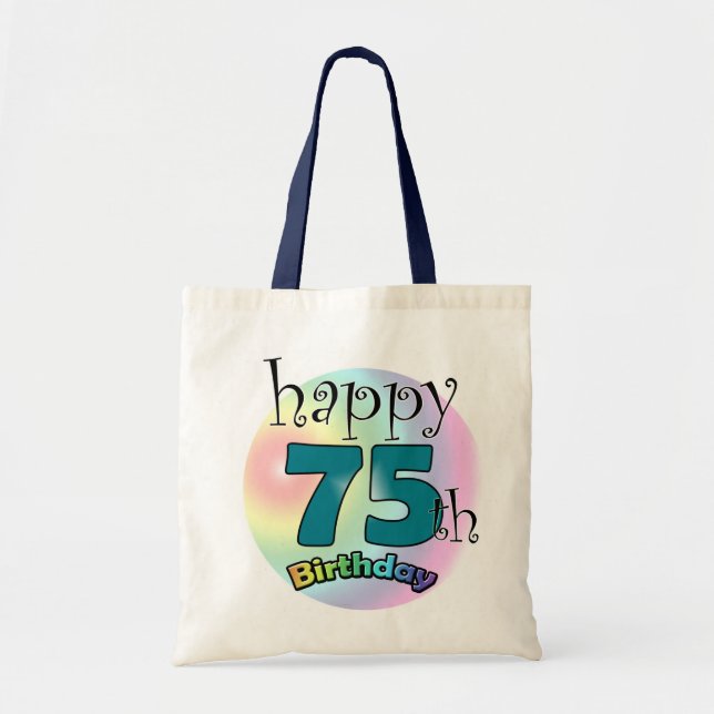 Bolso De Tela Feliz cumpleaños 75 (negro) (Frente)