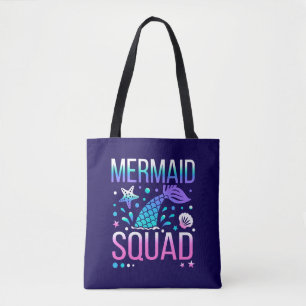 Bolso De Tela Feliz Cumpleaños Diseño de Fiesta de Sirenas en el