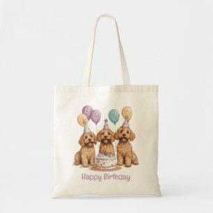 Bolso De Tela Feliz cumpleaños Goldendoodle Dogs Pastel de cumpl