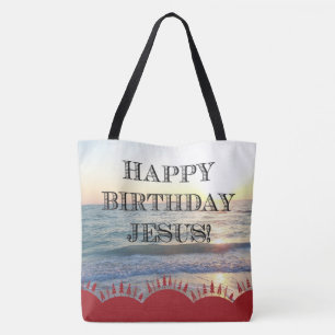 Bolso De Tela Feliz Cumpleaños Jesús Sobre El Océano