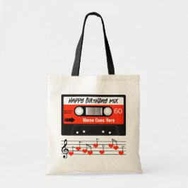 Bolso De Tela Feliz cumpleaños mixtape Cassette rojo personaliza