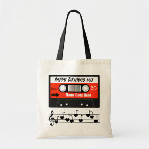 Bolso De Tela Feliz cumpleaños mixtape Cassette rojo personaliza