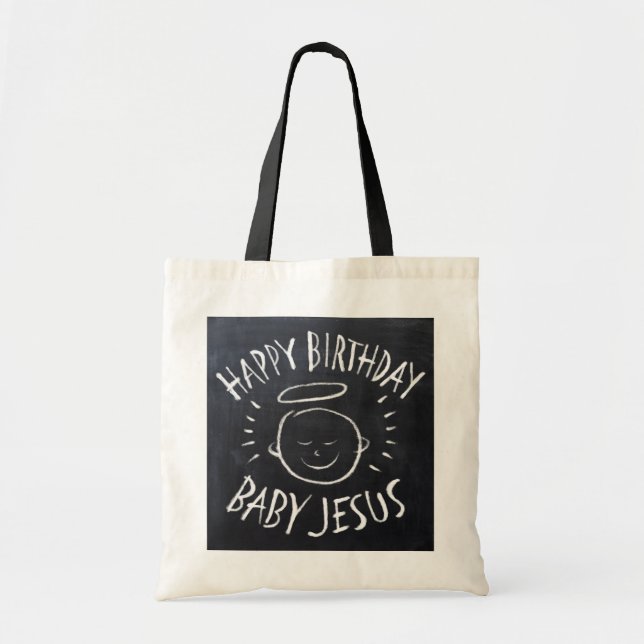 Bolso De Tela Feliz cumpleaños, niño Jesús - Navidades de Chalkb (Frente)