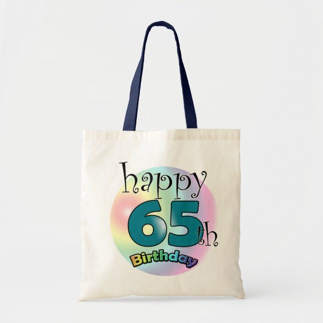 Bolso De Tela Feliz cumpleaños número 65 (negro) (Frente)
