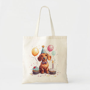 Bolso De Tela Feliz cumpleaños perro Dachshund