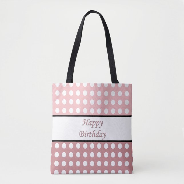 Bolso De Tela Feliz cumpleaños Polka Dot (Anverso)
