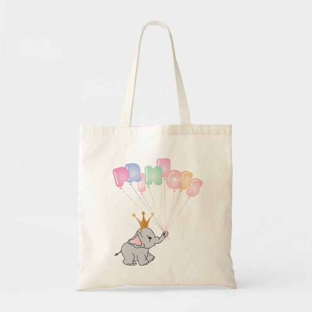 Bolso De Tela Feliz cumpleaños Princesas Imágenes de bebé elefan (Frente)