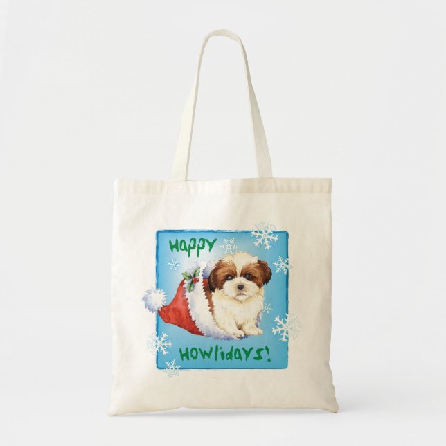 Bolso De Tela Feliz cumpleaños Shih Tzu (Frente)