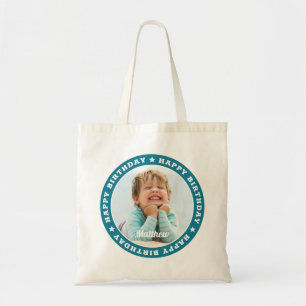 Bolso De Tela Feliz cumpleaños, simple foto de Personalizado mo