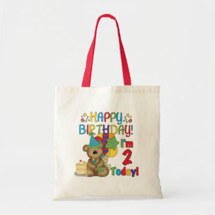 Bolso De Tela Feliz cumpleaños Teddy Bear 2ª camisetas y regalos