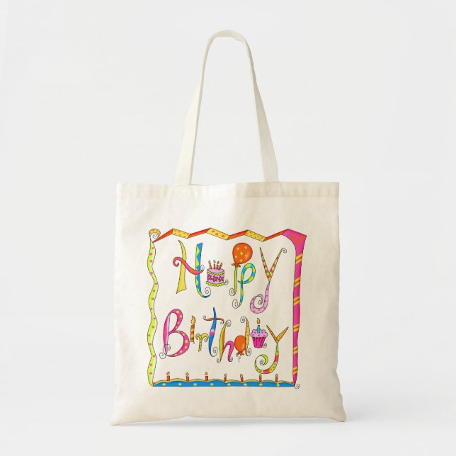 Bolso De Tela Feliz cumpleaños Tote Bag (Frente)
