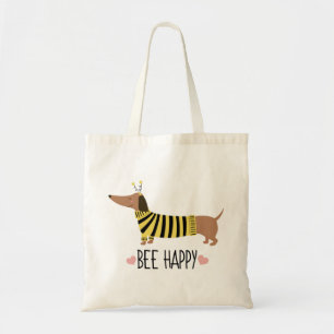 Bolso De Tela Feliz Dachshund Bumblebee Tote Bag