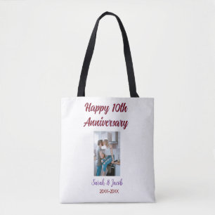 Bolso De Tela Feliz décimo aniversario foto boda apellido d
