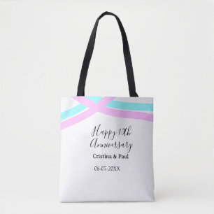 Bolso De Tela Feliz décimo aniversario nombre de boda simple min