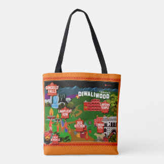 Bolso De Tela ¡Feliz Deepavali! Diosa hindú Lakshmi. Mano dibuja