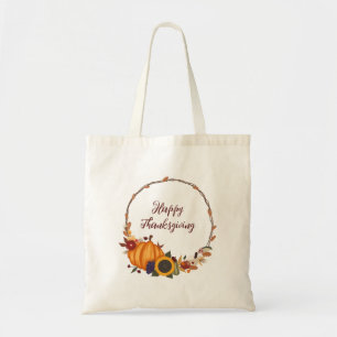 Bolso De Tela Feliz Día de Acción de Gracias Cae Wreath