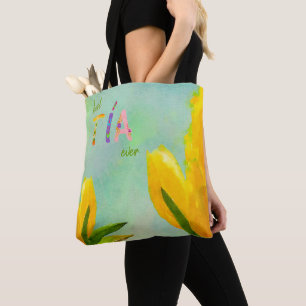 Bolso De Tela Feliz Día de la Madre mejor Tía jamás Tulipanes Am