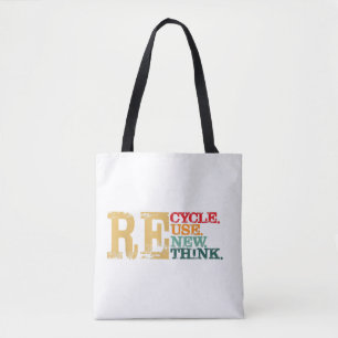 Bolso De Tela Feliz Día de la Tierra Recicla Reutiliza Renueva R