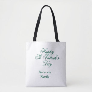 Bolso De Tela Feliz día de San Patricio apellido verde minimalis