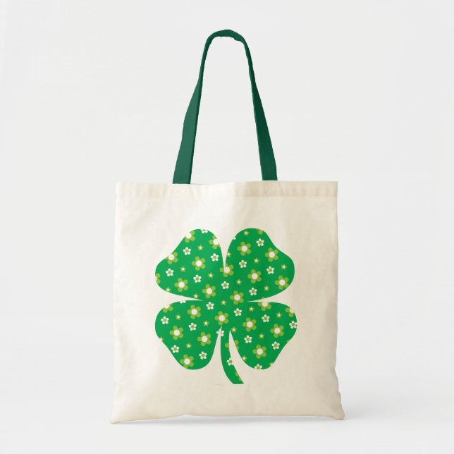 Bolso De Tela Feliz Día de San Patricio | Patrón de Shamrock (Frente)