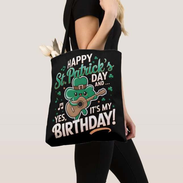 Bolso De Tela Feliz Día de San Patricio y sí, es mi cumpleaños (Detalle)