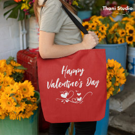 Bolso De Tela Feliz Día de San Valentín, corazón de la tipografí