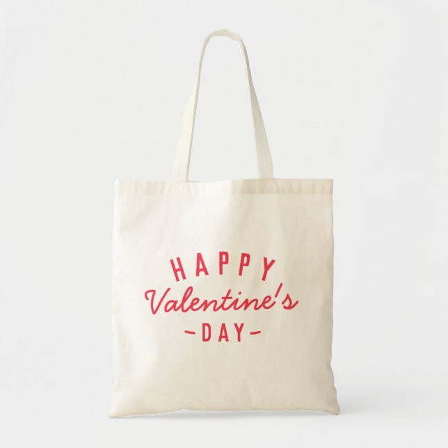 Bolso De Tela Feliz Día de San Valentín | Rojo estiloso moderno (Frente)