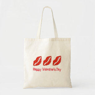 Bolso De Tela Feliz Día de San Valentín Rojo Lips Lipstick Kiss