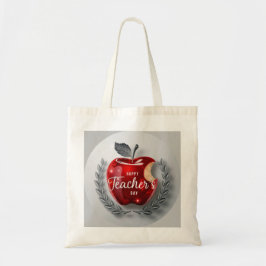 Bolso De Tela Feliz Día del Maestro Manzana Roja Clásica